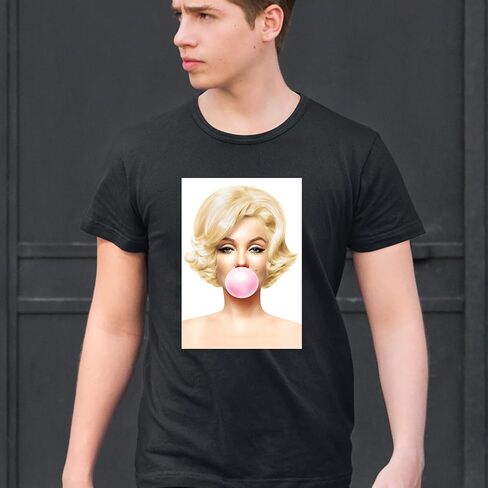 Ms. Monroe Pink Bubble Gum American Icon Mens T-Shirt, Soft Cotton, Graphic Tee in Saudi Arabia