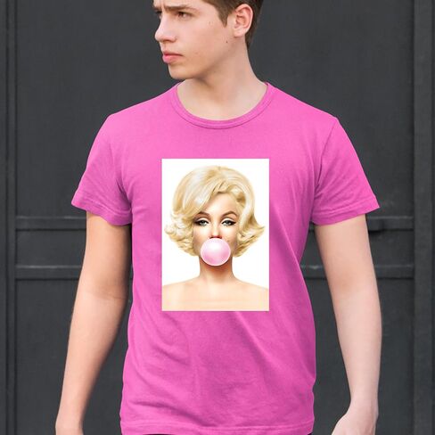 Ms. Monroe Pink Bubble Gum American Icon Mens T-Shirt, Soft Cotton, Graphic Tee in Saudi Arabia