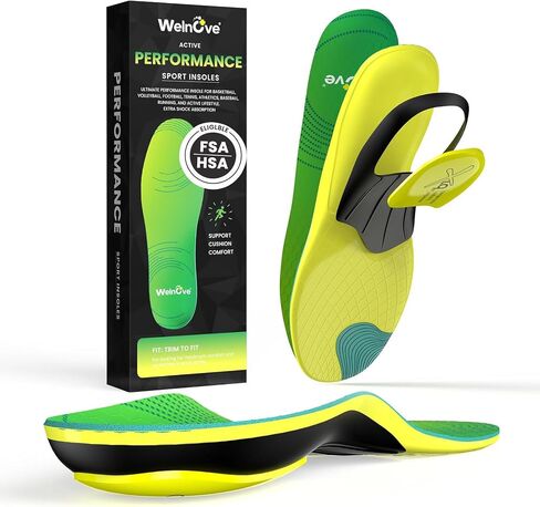 Lightweight Running Sport Insoles for Men Women - Welnove Shock Absorption and Cushioning Shoe Insert for Active Lifestyle - Planter Facetious Support Inserts,Plantillas para Zapatos de Mujer - L in Saudi Arabia