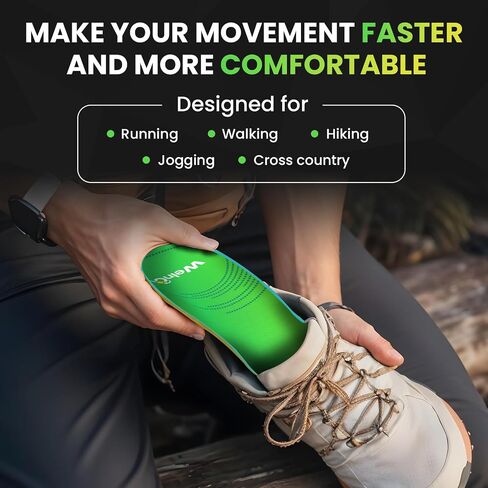 Lightweight Running Sport Insoles for Men Women - Welnove Shock Absorption and Cushioning Shoe Insert for Active Lifestyle - Planter Facetious Support Inserts,Plantillas para Zapatos de Mujer - L in Saudi Arabia