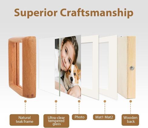 11x14 Picture Frame My First Year Photo Frame Baby Keepsake with Double Mat – 12 Small 2x3 & One 4x6 Photo Openings/with 8x10 Mat, Real Glass, Natural Teak Wood Frame for Wall or Tabletop Display in Saudi Arabia