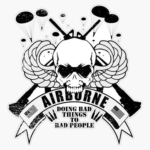 HOF Trading Airborne - Doing Bad Things to Bad People Vinyl Sticker Waterproof Decal Laptop Wall Window Bumper Sticker 5" in Saudi Arabia