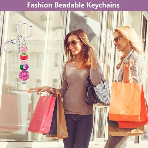 30 Pcs Beadable Keychains Bars, Beaded Keychains Bulk DIY Keychain Bar Blank Keychains Kit Bead Keychain Making Kit Keychain Bars for Beads DIY Keychains Crafts Supplies Gift in Saudi Arabia