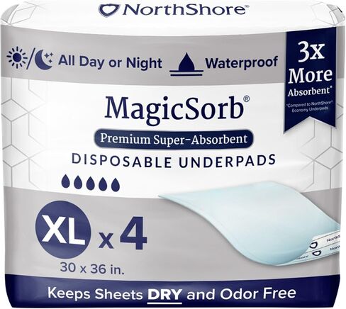 NorthShore MagicSorb, 36 x 48, 96 oz., Super-Absorbent Extra Long Underpads, 2XL, Case/30 (5/6s) in Kuwait