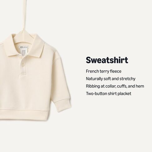 Amazon Essentials x Sofia Grainge Babies, Toddlers, and Boys' French Terry Polo Sweatshirt in Saudi Arabia