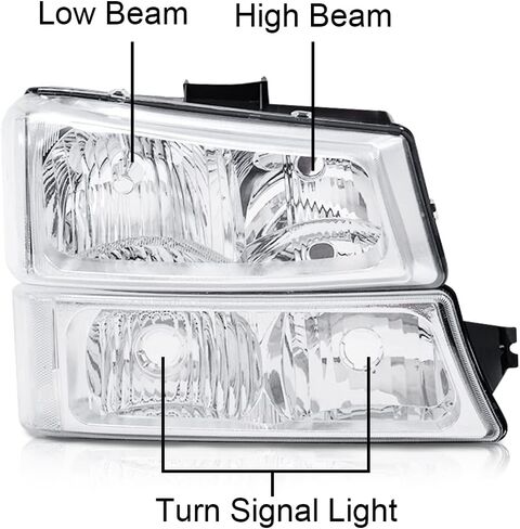 PIT66 Headlights Assembly, Compatible with 2003-2006 Chevy Silverado 1500 2500 3500 HD Models/03-06 Avalanche 1500 2500(Fit No Cladding only) Clear Lens Chrome Housing Amber Corner in Saudi Arabia