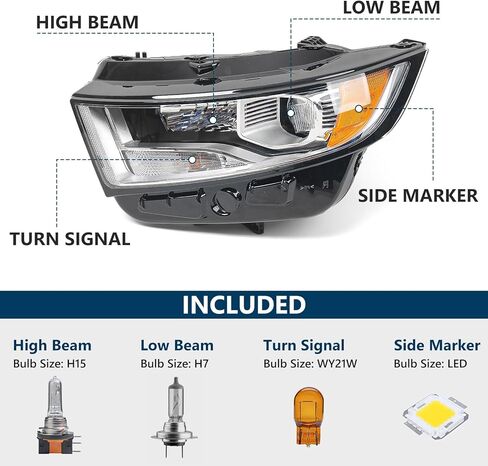 Halogen Headlight Assembly for Ford Edge 2015-2018 Chrome Headlamp Front Light Left Driver Side LH in Kuwait