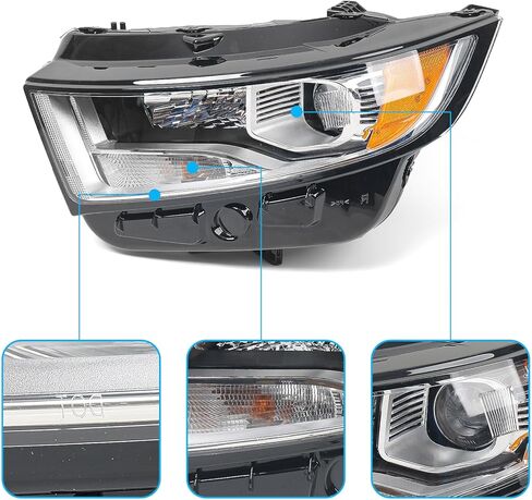 Halogen Headlight Assembly for Ford Edge 2015-2018 Chrome Headlamp Front Light Left Driver Side LH in Kuwait