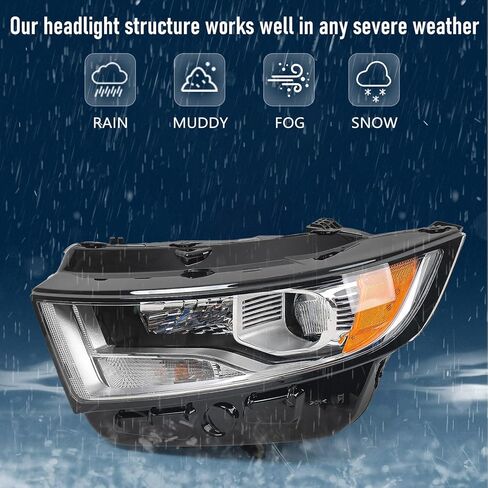 Halogen Headlight Assembly for Ford Edge 2015-2018 Chrome Headlamp Front Light Left Driver Side LH in Kuwait