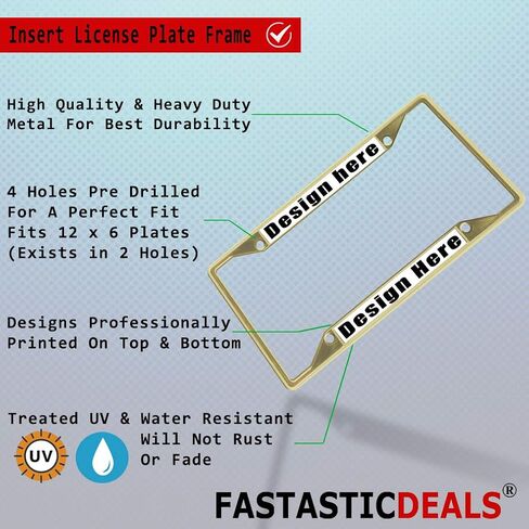 Fastasticdeals Metal Insert License Plate Frame Scuba Diving Weatherproof Car Accessories Black 4 Holes Solid Insert in Saudi Arabia
