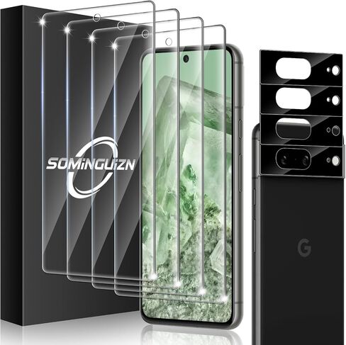 4+4 Pack Screen Protector & Phone Lens Camera Protector for Google Pixel 7, 9H Tempered Glass Cell Phone Protector, Anti-Fingerprint Phone Camera Case, Bubble Free Installation in Kuwait