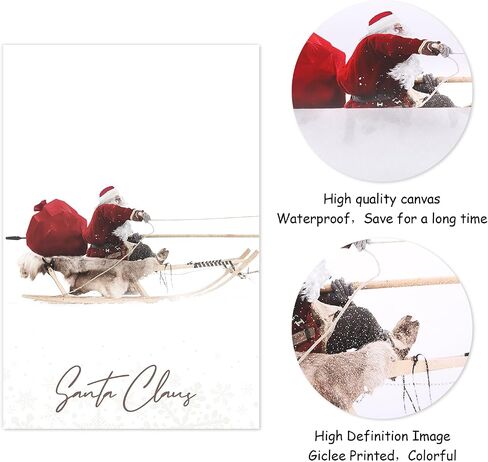JarThenaAMCS 3Pcs Large Christmas Canvas Wall Art Prints Santa Claus with Sleigh Deer Art Poster Winter Xmas Wall Decor for Gallery Living Room Bedroom (UNFRAMED 16 x 24in) in Saudi Arabia