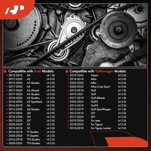 A-Premium Engine Serpentine Drive Belt Compatible with Volkswagen, Ford, Audi & Lincoln Cars - Jetta, Golf, Tiguan, Atlas, Taurus, A4, Q5, Q7, A6, A3 Quattro, A5 Sportback, A4 allroad & More in Saudi Arabia