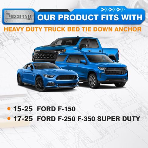 TMS Tie Down Anchor قابل للسحب على الجانب العلوي من سرير الشاحنة على شكل حرف D متوافق مع 1998-2016 Ford F-150 F-250 F-350 Super Duty، 1999-2013 Chevy Silverado & GMC Sierra 1500 2500 3500، حزمة من 4 in Kuwait