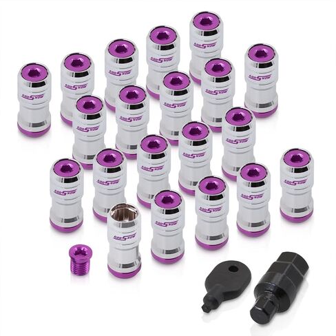 AJP Distributors 20 Piece Universal M12x1.25 Open or Closed End Steel Lug Nuts, 20pc M12 x 1.25MM Lug Nut Set + Locking Adapter Key Socket Wheels Rims JDM VIP Kit Gunmetal Body Red Cap in Saudi Arabia