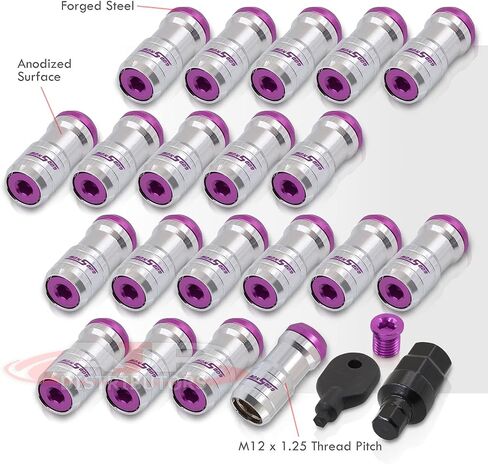 AJP Distributors 20 Piece Universal M12x1.25 Open or Closed End Steel Lug Nuts, 20pc M12 x 1.25MM Lug Nut Set + Locking Adapter Key Socket Wheels Rims JDM VIP Kit Gunmetal Body Red Cap in Saudi Arabia