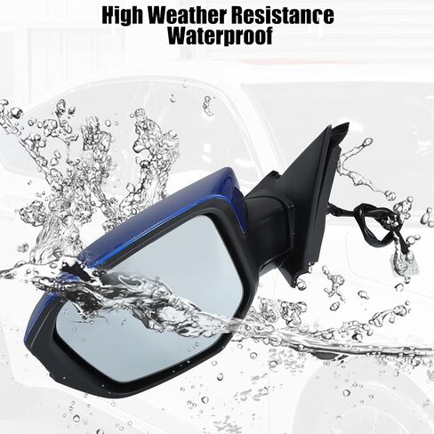 X AUTOHAUX Door Mirror Assembly Left Driver Side for Honda Civic 2016-2020 Power Glass Heated Manual Folding 5 Pins Blue Paint to Match Replace No.76258TBAA21ZA in Saudi Arabia