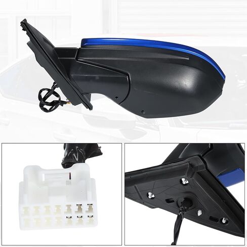 X AUTOHAUX Door Mirror Assembly Left Driver Side for Honda Civic 2016-2020 Power Glass Heated Manual Folding 5 Pins Blue Paint to Match Replace No.76258TBAA21ZA in Saudi Arabia