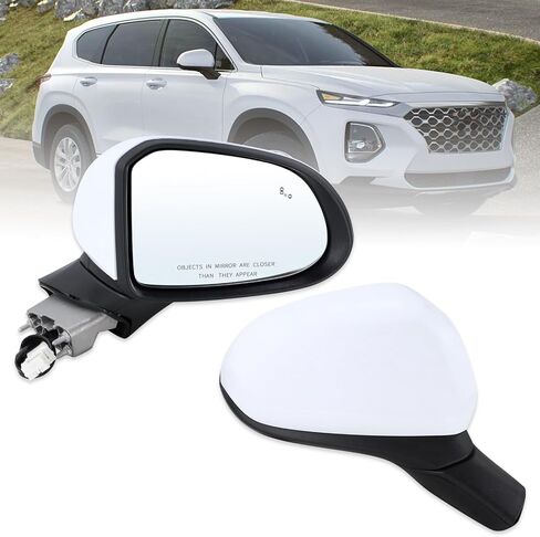 Right Passenger Side Mirror Compatible With 2019 2020 2021 2022 2023 Hyundai Santa Fe With Manual Folding Power Glass Blind Spot Black Replace#87620-S2010(5Pins) in Saudi Arabia