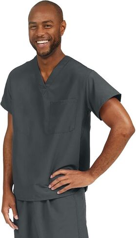Medline Reversible V-Neck Scrub Tops, Charcoal, L in Saudi Arabia
