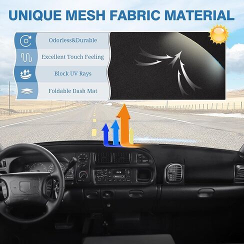 غطاء لوحة أجهزة القياس FIILINES لسيارة Jeep Grand Cherokee 2011-2021 (ليس لسيارة Jeep Cherokee & Grand Cherokee L)، غطاء حصيرة لوحة القيادة ملحقات السيارة، واقي من الشمس شبكي غير قابل للانزلاق بدون وهج أسود in Kuwait