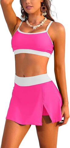 SHEKINI High Wasited Bikini Sets for Women Push up Swimwear with Split Bikini Skirt Two Piece Bathing Suits Swimsuit in Saudi Arabia