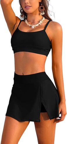SHEKINI High Wasited Bikini Sets for Women Push up Swimwear with Split Bikini Skirt Two Piece Bathing Suits Swimsuit in Saudi Arabia
