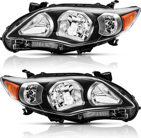 Headlights Assembly Pair for 2003 2004 2005 2006 2007 2008 Toyota Corolla (E130 9th Gen) CE/LE/S Sedan Headlamps Replacement Driver and Passenger Side (LH RH),Chrome Housing Amber Reflector in Saudi Arabia