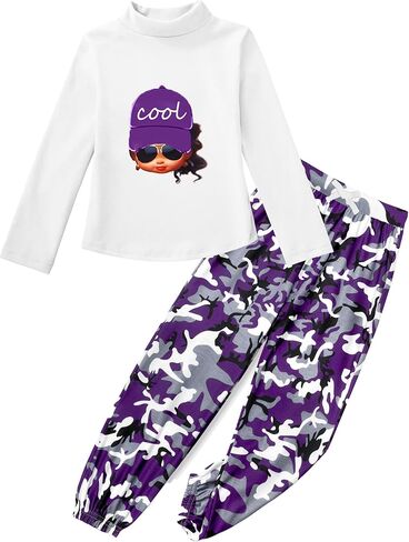 Girls 2 Piece Outfit Sweatsuits Tie Dye Clothes Set Long Sleeve Sweatshirts Sweatpants Athletic Tracksuit 4-13Y in Kuwait