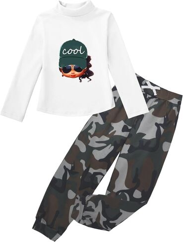 Girls 2 Piece Outfit Sweatsuits Tie Dye Clothes Set Long Sleeve Sweatshirts Sweatpants Athletic Tracksuit 4-13Y in Kuwait