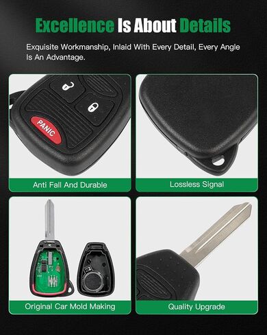 SCITOO Key Fob Keyless Entry 2004-2006 for Chrysler for Pacifica 3.5L, 2004-2007 for Chrysler for Town & Country 3.3L, 2004-2007 for Dodge for Grand Caravan 3.3L M3N5WY72XX (1 PCS) 3 buttons 315Mhz in Saudi Arabia