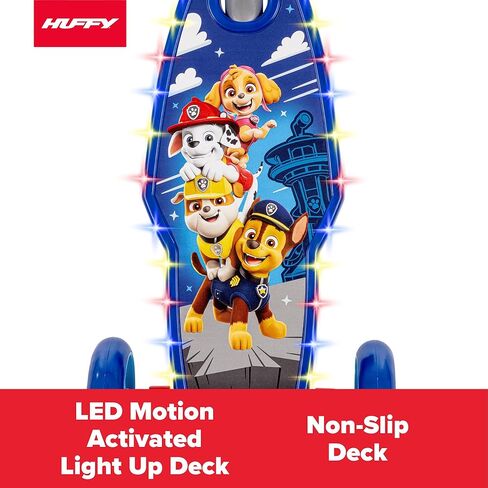Huffy Paw Patrol Kids Toddler 3-Wheel Scooter – Ideal for Ages 4+ Years Old, Stable Wide Non-Slip Deck, Tilt & Turn Steering, LED Lights, Paw Patrol Graphics in Kuwait