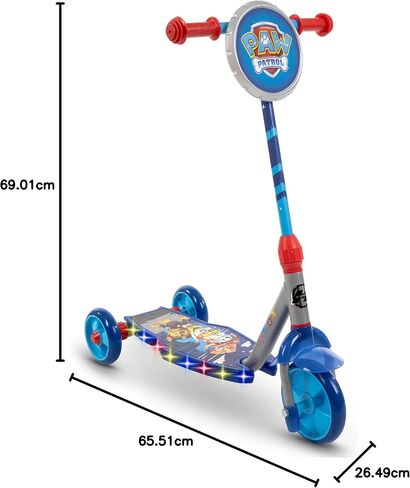 Huffy Paw Patrol Kids Toddler 3-Wheel Scooter – Ideal for Ages 4+ Years Old, Stable Wide Non-Slip Deck, Tilt & Turn Steering, LED Lights, Paw Patrol Graphics in Kuwait