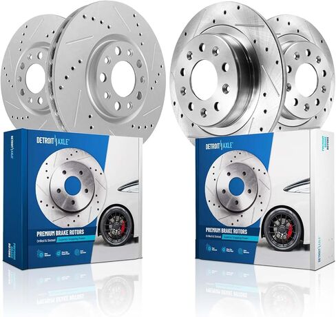 Detroit Axle - Brake Rotors for Buick Envision LaCrosse Regal Sportback Chevy Equinox GMC Terrain Drilled Slotted Disc Brake Rotors Replacement : 12.64" inch Front and 11.34" inch Rear Brakes Rotor in Saudi Arabia