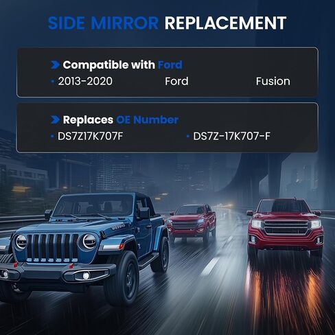 Passenger Right Side Heated Mirror Glass DS7Z-17K707-B DS7Z17K707B Compatible With Ford Fusion 2013-2020 Passenger Right Side Rear View Mirror Convex Glass with Rear Holder & Backing Plate in Saudi Arabia