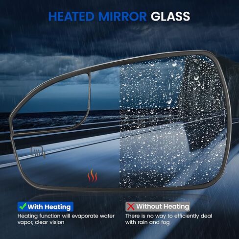 Passenger Right Side Heated Mirror Glass DS7Z-17K707-B DS7Z17K707B Compatible With Ford Fusion 2013-2020 Passenger Right Side Rear View Mirror Convex Glass with Rear Holder & Backing Plate in Saudi Arabia