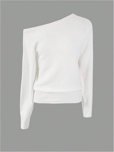 GORGLITTER Women's Fall Sweaters 2025 Off Shoulder Asymmetrical Neck Long Sleeve Ribbed Knit Pullover Jumpers Tops in Saudi Arabia