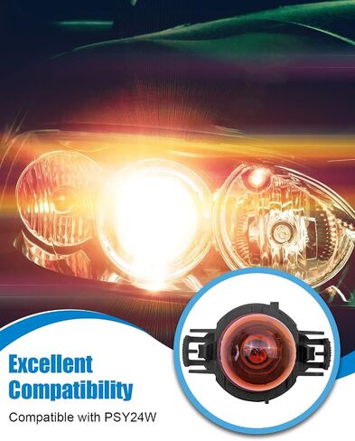 2 قطعة PSY24W مصباح الضباب الأمامي DC12V 24 واط، استبدال مصابيح وقوف السيارات DRL لإشارة الانعطاف الأمامي، أصفر/كهرماني 3000K-4000K in Saudi Arabia