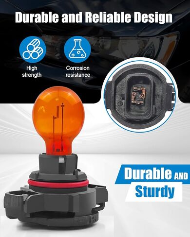 2 قطعة PSY24W مصباح الضباب الأمامي DC12V 24 واط، استبدال مصابيح وقوف السيارات DRL لإشارة الانعطاف الأمامي، أصفر/كهرماني 3000K-4000K in Saudi Arabia