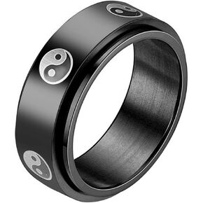 Stainless Steel Tai Chi Yin Yang Spinner Ring for Men Women, Black Fidget Rings Band Promise Wedding Band Jewelry Gifts in Saudi Arabia