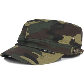 FORBUSITE Men Military Style Cadet Hat Cotton Distressed Cap with Buttons