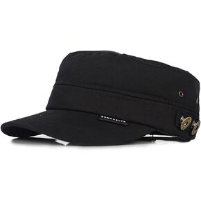 FORBUSITE Men Military Style Cadet Hat Cotton Distressed Cap with Buttons
