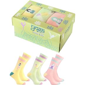 Rainbow Socks - Yoga Socks Box - Women Yoga Pilates Funny Socks - Novelty Gift for Yoga Fans - 3 Pairs