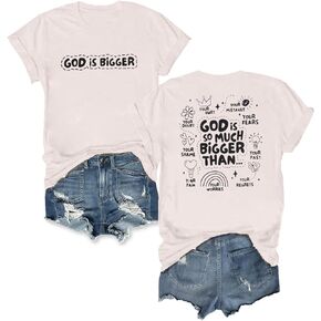 JINTING Christian Tshirts Women Faith Shirts Religious Gifts Tee Inspirational Graphic Tees Short Sleeve Tops