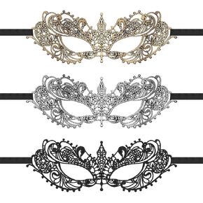 Teaaha 3 PCS Masquerade Mask Women, Fun Lace Masks Mask for Masquerade for Costume Parties, Mardi Gras, Role Plays, Theater Performances, Fashion Shows, Stage Performances(Black, gold, silver)