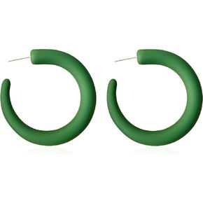 80 90s Retro Neon Thick Hoop Earrings Hoops Chunky Hollow Tube Hoop Earrings for Women Hypoallergenic Lightweight Candy Color Large Big Hoop Earrings