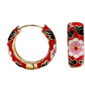 Vintage Enamel Huggie Hoop Earrings for Women Delicate Enamel Round Circle Hoop Earrings Trendy Flower CZ Earrings Jewelry