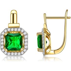Small Gold Hoop Earrings With Green Stone Gold Plated Rings Hoops | Tiny Hypoallergenic Cubic Zirconia Cartilage Huggie Hoop Earrings for Women Girls