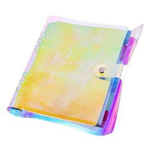 Maniology Iridescent Nail Stamping Plate Organizer Binder, Nail Plates Storage Holder with Sheer White Pockets