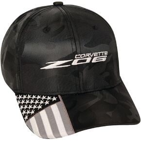 2023 C8 Corvette Z06 Camo USA Flag Hat - Officially Licensed Chevrolet Snapback Cap